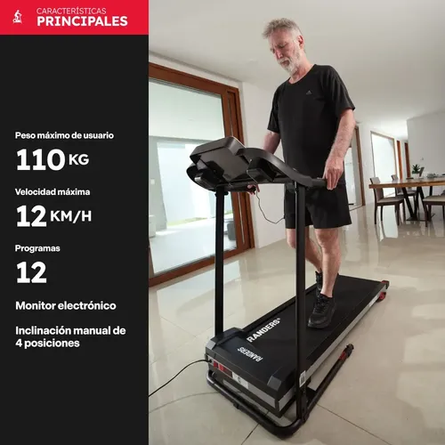 Cinta Caminar Randers 1hp Hasta 110kg Max 12km/h  3pos Negro