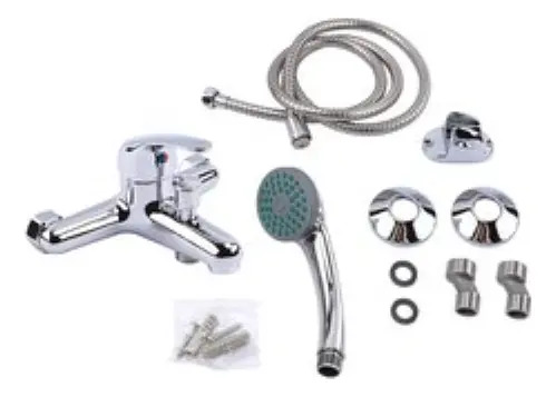 Grifería Canilla De Baño Monocomando Gloa C/flexible Gris Cromado