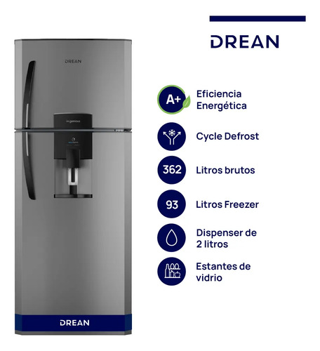 Heladera Con Freezer Cíclica 362 L Gris Drean Gris