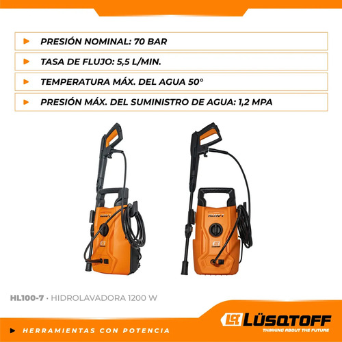 Hidrolavadora Lüsqtoff Hl100-7 100 Bar 1200w Naranja Y Negro 50 Hz