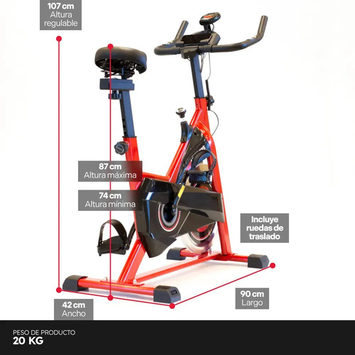 Bicicleta Fija Spinning Randers Arg-845sp 6kg Color Rojo Negro/rojo