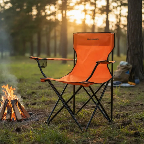 Silla Sillon Reposera Director Plegable Camping Porta Vaso Naranja