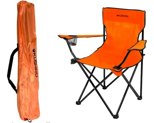 Silla Sillon Reposera Director Plegable Camping Porta Vaso Naranja