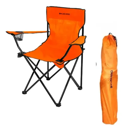 Silla Sillon Reposera Director Plegable Camping Porta Vaso Naranja