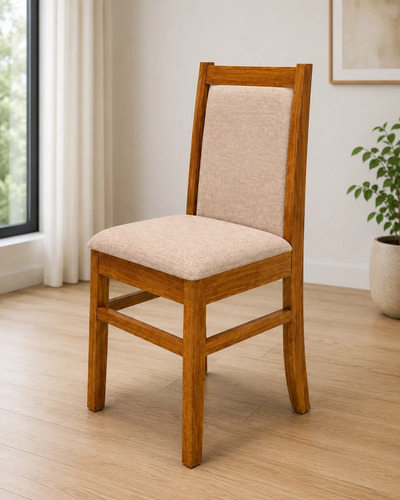 Set X2 Silla Pino Inmacol Pacifico Tapizada Castaño Beige Liso Castaño Beige