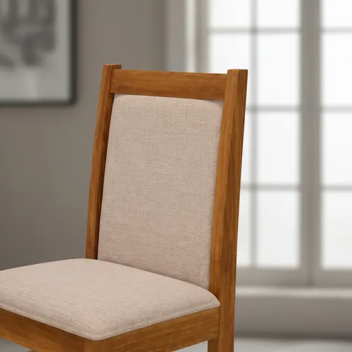 Set X2 Silla Pino Inmacol Pacifico Tapizada Castaño Beige Liso Castaño Beige