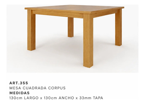 Mesa Fija 1.30 X 1.30 Pino Inmacol Corpus Miel Miel