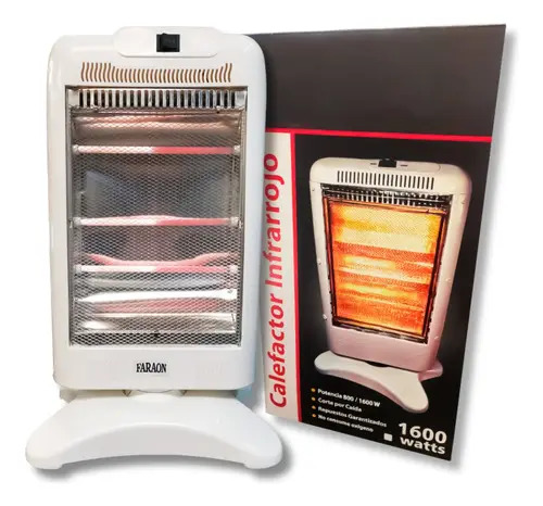 Estufa Halogena Faraon 1600w 2 Niv Girat.180° Blanco