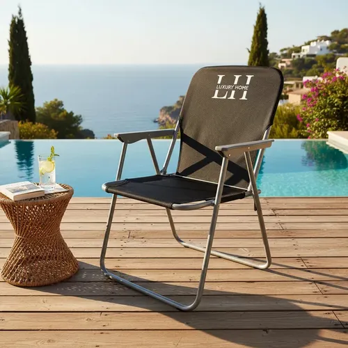 Reposera Caño Luxury Home 1 Pos. Resplado Alto Tela Negra Negro