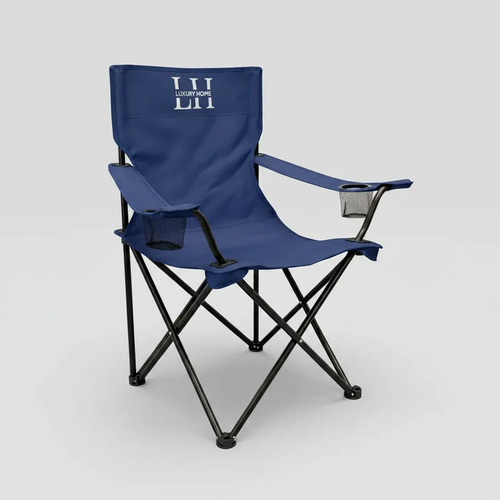 Sillon  Luxury Home Plegable C/apoya Vasos Azul Oscuro Azul Liso