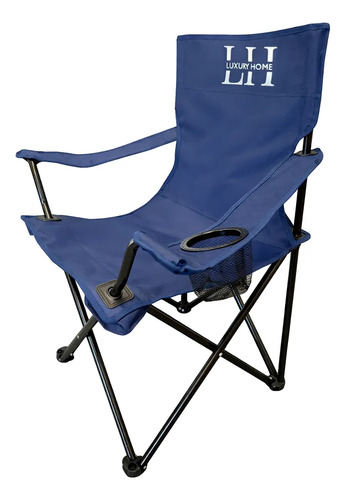 Sillon  Luxury Home Plegable C/apoya Vasos Azul Oscuro Azul Liso