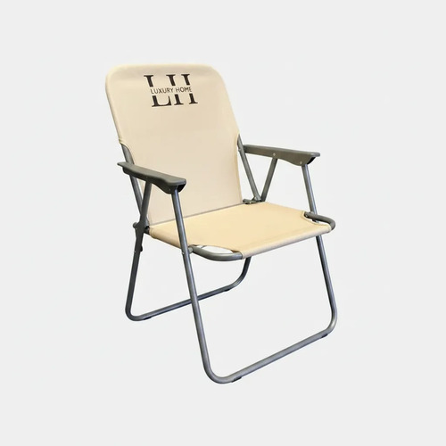 Reposera Caño Luxury Home 1 Pos. Resplado Alto Tela Blanca Blanco/beige