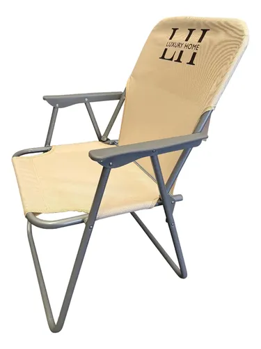 Reposera Caño Luxury Home 1 Pos. Resplado Alto Tela Blanca Blanco/beige