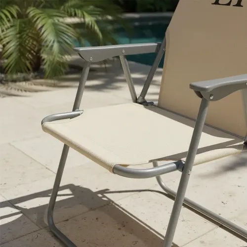 Reposera Caño Luxury Home 1 Pos. Resplado Alto Tela Blanca Blanco/beige