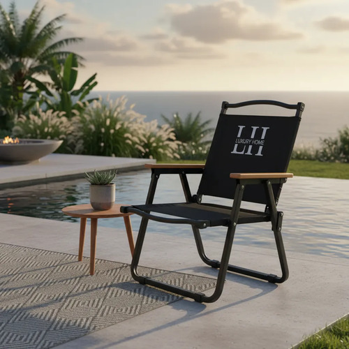 Sillon Caño Luxury Home 1 Pos. Respaldo Bajo Tela Negra Negro Liso