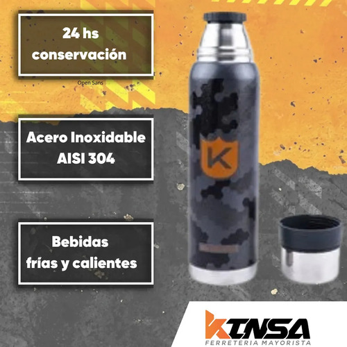 Termo Kushiro 900ml De Acero Inoxidable Hb-900-4 Color Camuflado