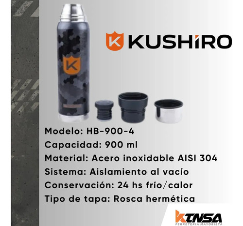 Termo Kushiro 900ml De Acero Inoxidable Hb-900-4 Color Camuflado