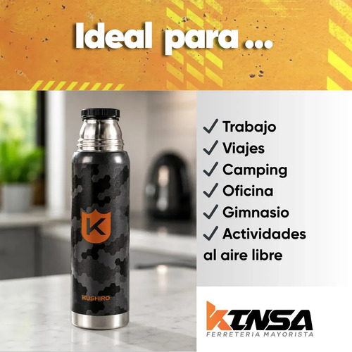 Termo Kushiro 900ml De Acero Inoxidable Hb-900-4 Color Camuflado
