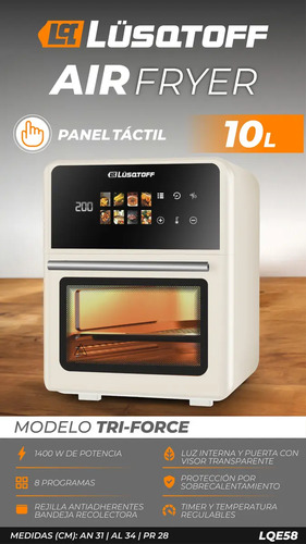 Horno Electrico Freidora De Aire Airfryer 10l Sin Aceite Crema