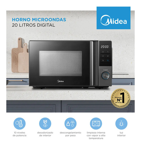 Horno Microondas Midea 20 Lts Digital 700w Gris