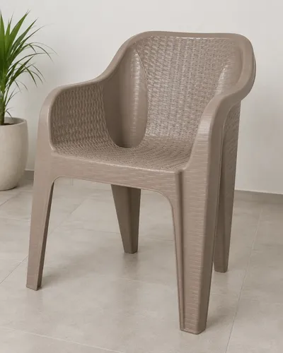 Silla Plastica Latapy Rambo Simil Rattan Cappuccino Cappuccino Rattán