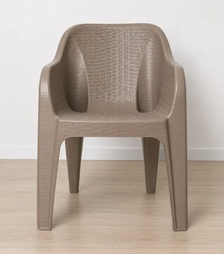 Silla Plastica Latapy Rambo Simil Rattan Cappuccino Cappuccino Rattán