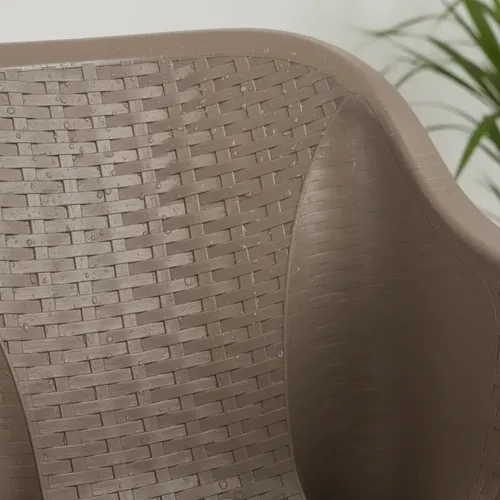 Silla Plastica Latapy Rambo Simil Rattan Cappuccino Cappuccino Rattán