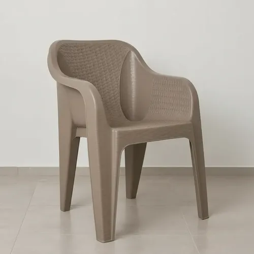 Silla Plastica Latapy Rambo Simil Rattan Cappuccino Cappuccino Rattán