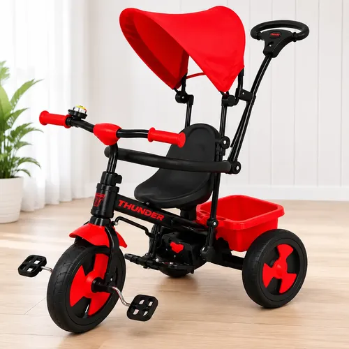 Triciclo Latapy Thunder 3 En1 C/capota/manija Rojo 4054 Negro/rojo
