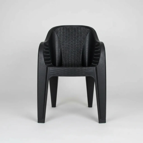 Silla Plastica Latapy Rambo Simil Rattan Negro Negro Plástico