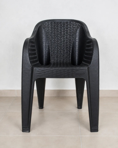 Silla Plastica Latapy Rambo Simil Rattan Negro Negro Plástico