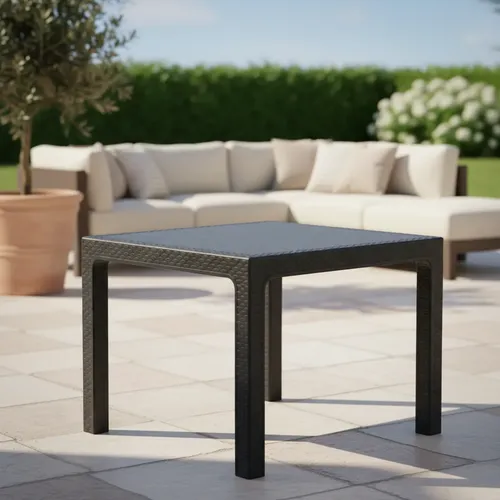 Mesa Plastica Rectangunlar 1.20 Heniver Simil Rattan Negro Negro