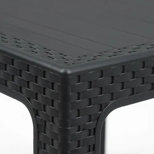 Mesa Plastica Rectangunlar 1.20 Heniver Simil Rattan Negro Negro