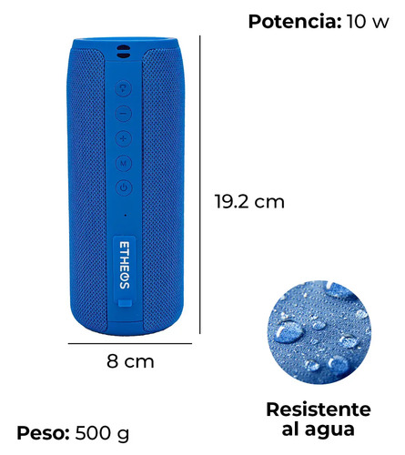 Parlante Etheos Prli10w Portátil Con Bluetooth Azul Azul