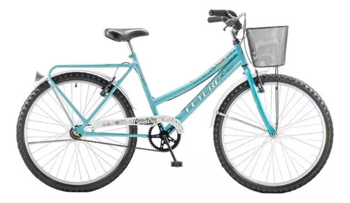 Bicicleta Futura Rod.24 Cruiser Paseo C/canasto Aguamarina Aguamarina