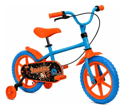 Bicicleta Futura Rod.12 Monotubo C/rueditas Varon Celeste Celeste/naranja 12  