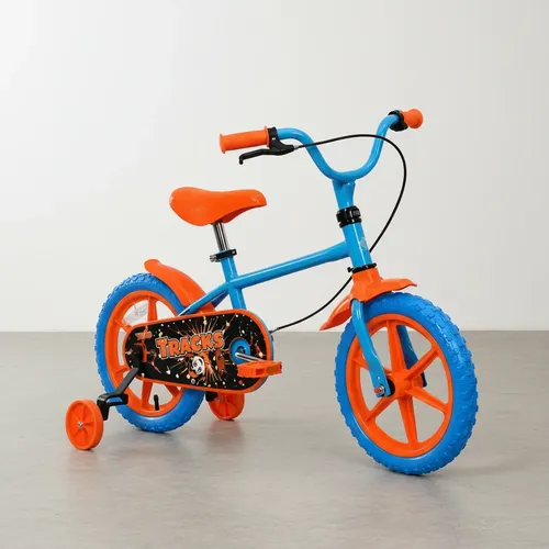 Bicicleta Futura Rod.12 Monotubo C/rueditas Varon Celeste Celeste/naranja 12  