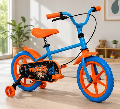 Bicicleta Futura Rod.12 Monotubo C/rueditas Varon Celeste Celeste/naranja 12  