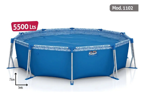 Pileta Redonda Pelopincho 1102 5500l Estructural Azul Diámetro 3.05m Mosaico