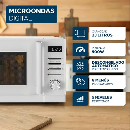 Microondas Digital Philco Mphdw23ubn 900 Watts 23 Litros Blanco