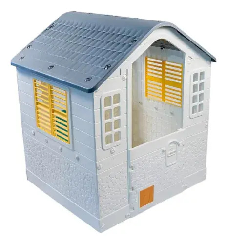 Casita Para Niños De Plastico Dolu Exterior Interior Gris Blanco Liso