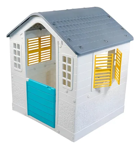 Casita Para Niños De Plastico Dolu Exterior Interior Gris Blanco Liso