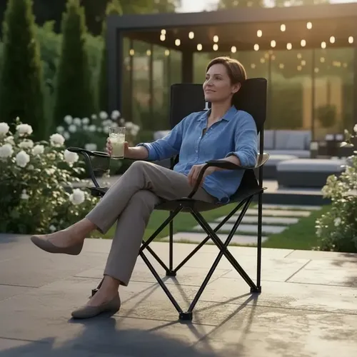Sillon Director Luxury Home Plegable Camping Con Apoyavasos Negro
