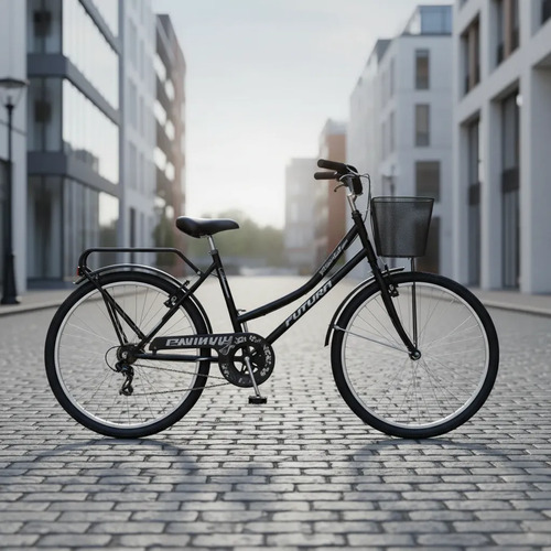 Bicicleta Futura Rod.26 3577 City Cruiser Dama C/canasto  Gris