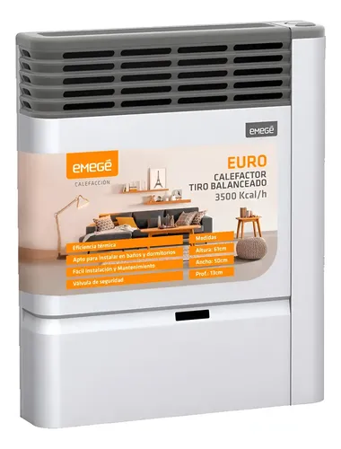 Calefactor Emegé 2135tbu Tiro Balanceado 3500 Kcal Multigas Interior Beige