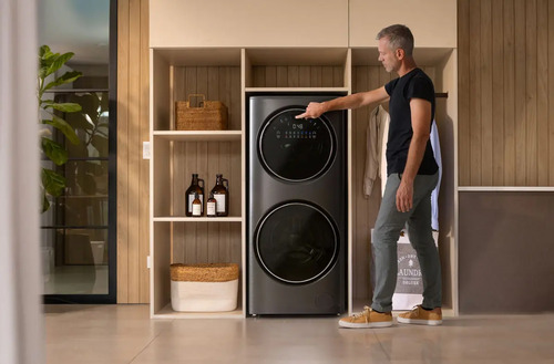 Torre De Lavado Inverter Lavasecarropas Philco Carga Frontal 15kg/7kg Dark Gray Gris Oscuro