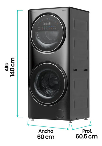 Torre De Lavado Inverter Lavasecarropas Philco Carga Frontal 15kg/7kg Dark Gray Gris Oscuro