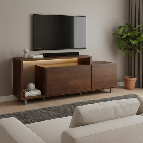 Mesa T.v. Rack Platinum 180 X 62 2p 2c Roble Antiguo Roble Antiguo