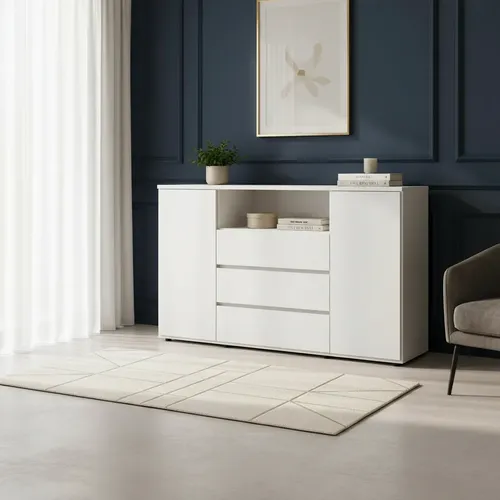 Bahiut 1.20 Arcon Melamina Platinum 2p 3c 1e  Blanco Blanco