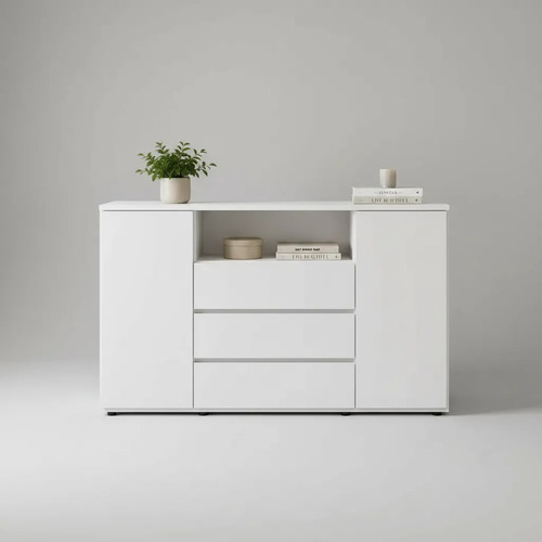Bahiut 1.20 Arcon Melamina Platinum 2p 3c 1e  Blanco Blanco